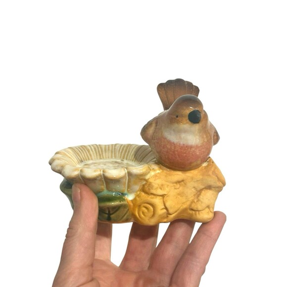 Pottery Love Birds On Branch & Nest One Bird Figurine Is Removable Cottage Core - Picture 3 of 7